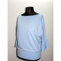 Bluzeczka typu kimono z marszczonym rękawem - błękitna